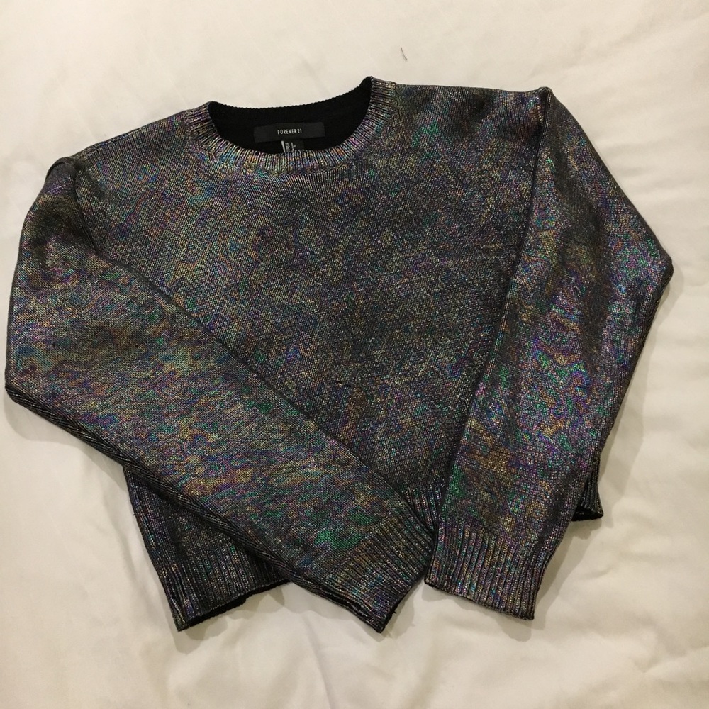 Dark Rainbow Crop Sweater 🌈